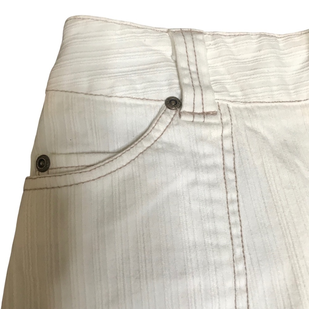 White Denim A-Line Skirt with Front Pockets | Casual Summer Mini - Picture 7 of 15